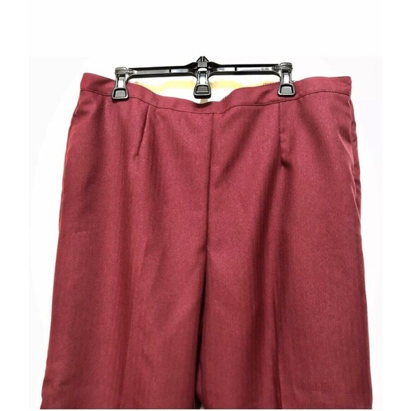 ALFRED DUNNER WOMENS PANTS BURGANDY SOLID PULLOVER FLAT FRONT AND ELASTIC BACK76 - Picture 5 of 7